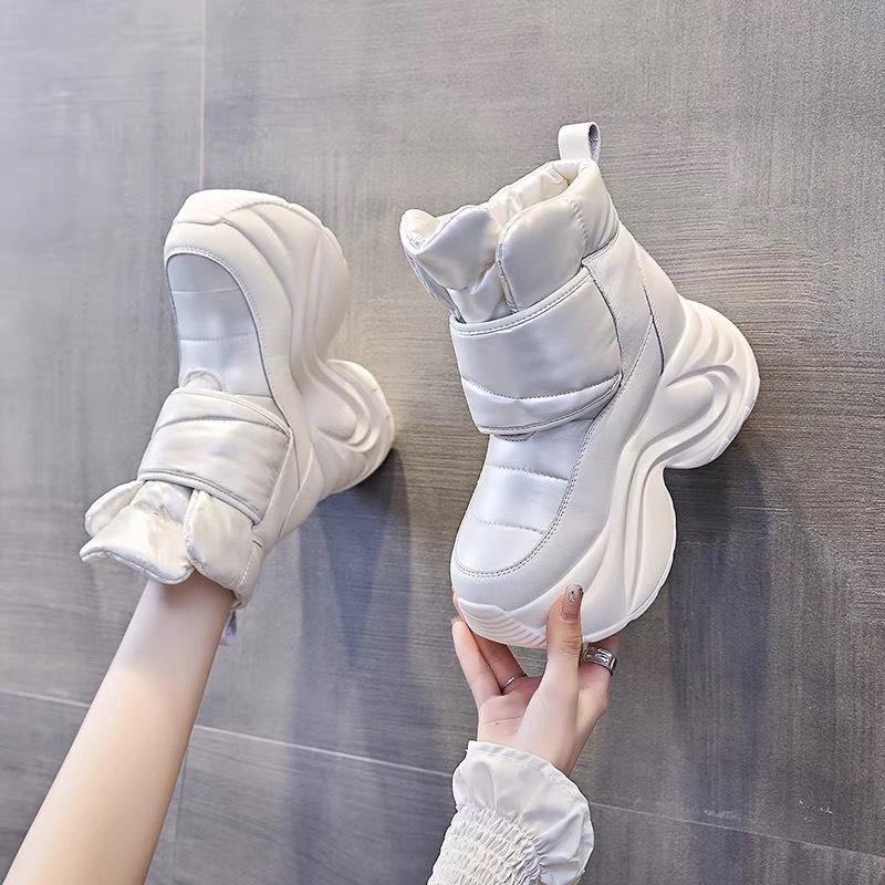 Women's Height Increasing Martin Boots Waterproof Snow Boots with Fleece Lining