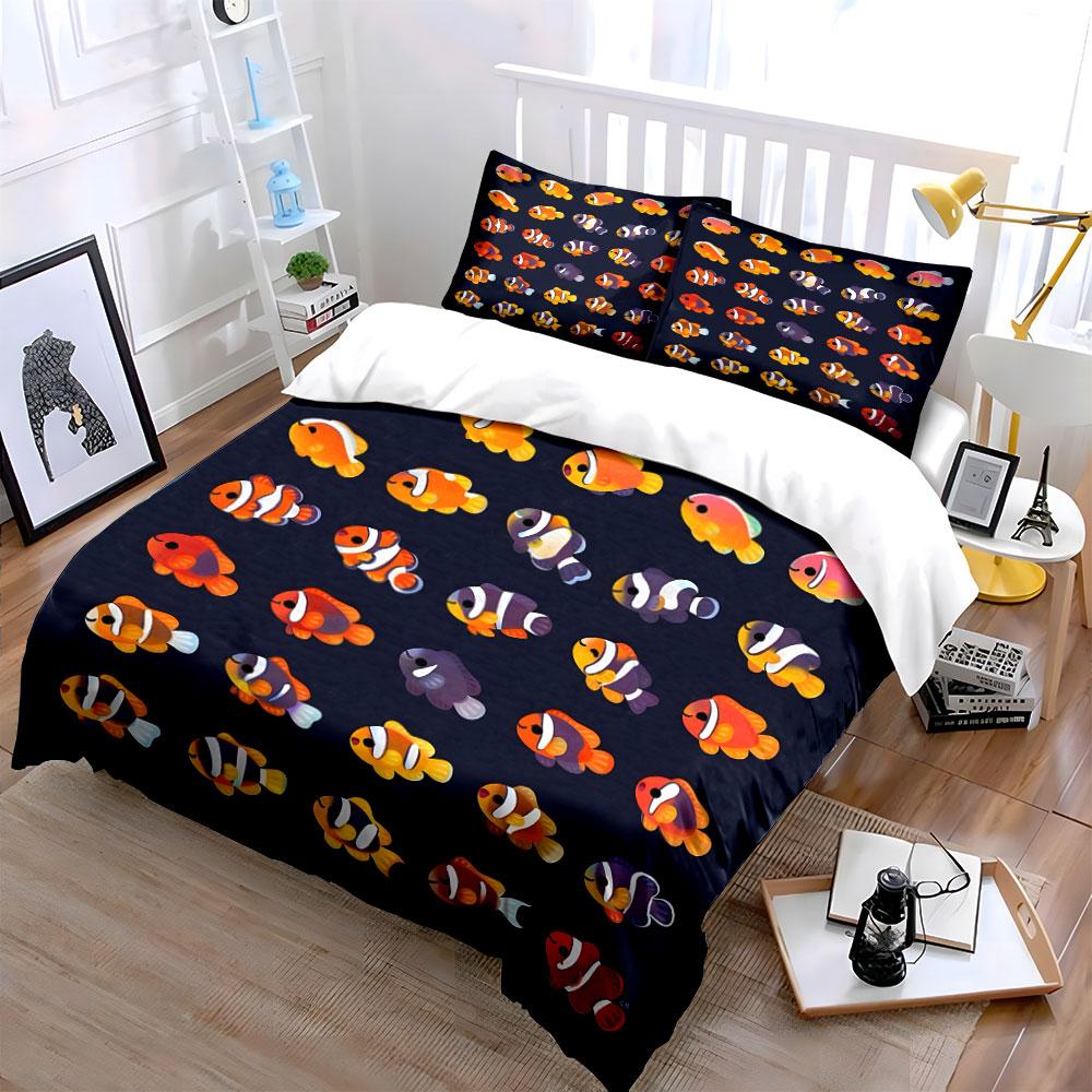 Cartoon Colorful Clownfish Collection Print Soft Comfortable Duvet Cover Bedding Set Included 1*Duvet Cover 2*Pillowcases