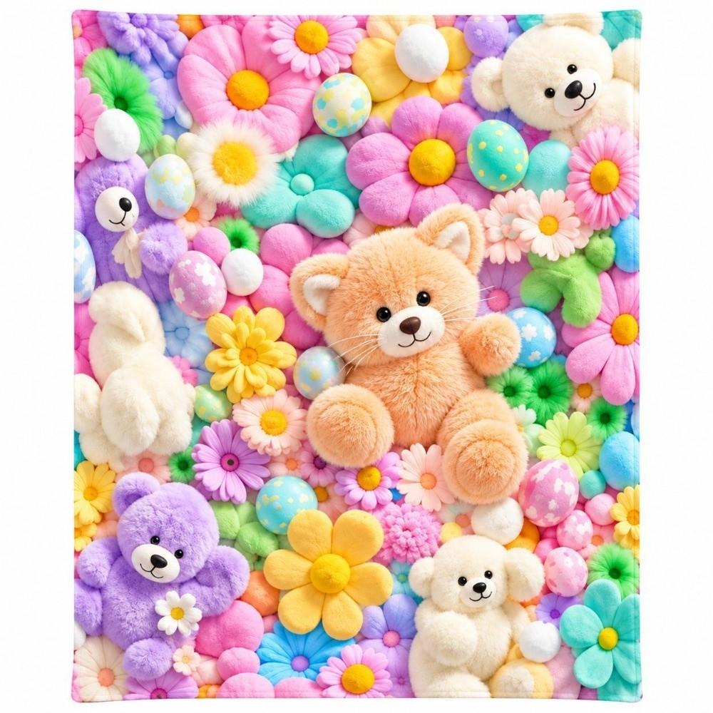 Flannel Throw Blanket Cartoon Nap Blanket Comfortable Plush Blanket  All-Season