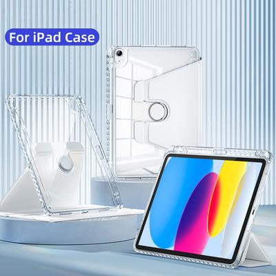 Clear Leather Case for IPad Case for IPad Air 5 4 10.9 10th Pro 12.9 4th 5th 6th 11 2nd 3rd 4th IPad 10.2 7th 8th 9th 10.5 9.7 360° Rotation Cover
