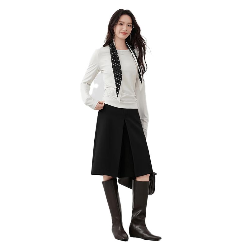 Women's High-Waist Wide-Leg Cropped Suit Culottes