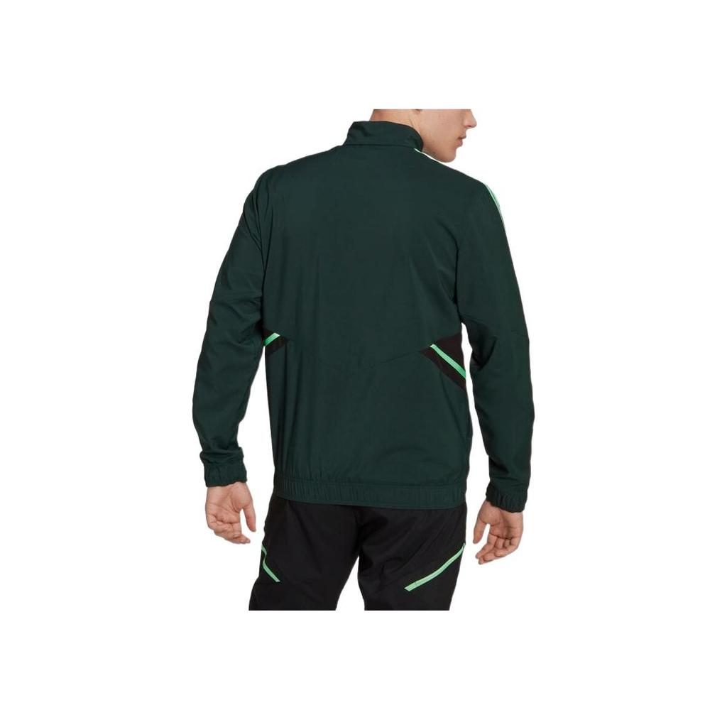 Adidas FW22 Striped Logo Pattern Printed Long Sleeve Jacket Men Jackets Green HD1217