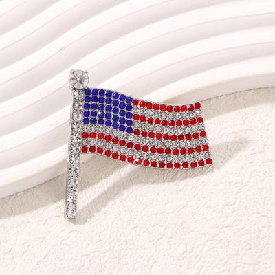 New Diamond-encrusted American Flag Brooch, Personalized Creative Fashion Collar Pin Full of Diamonds Flag Pin Brooch