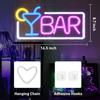 Neon Bar Signs for Home Bar, Neon Signs for Wall Decor Led Neon Light Beer Cocktail USB Powered with Dimmer & Switch, Light Up Neon Wall Signs for