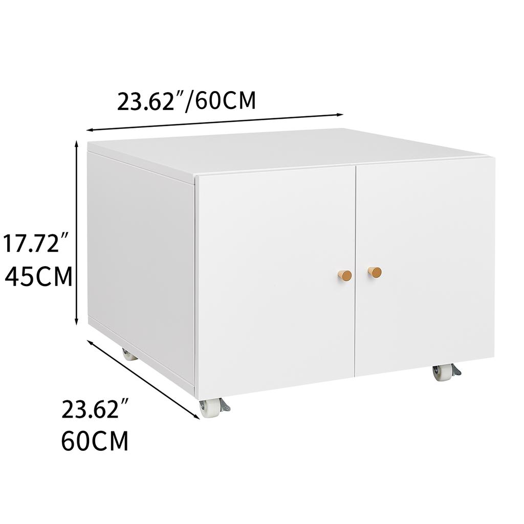 White Mobile Metal Printer Cabinet with Door & Adjustable Shelf, Rolling Storage File Cabinet for Home Office & Small Spaces