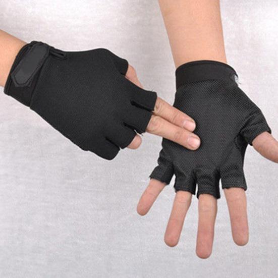 1 Pair Half Finger Gloves Skin-friendly Shock Absorption Nylon Roller Skating Anti-Abrasion Gloves