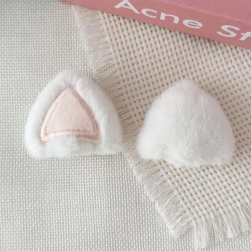 2PCS Fluffy Plush Cat Ears Soft Plush DIY Ear Appliques  for Hat Headband Garment Decoration