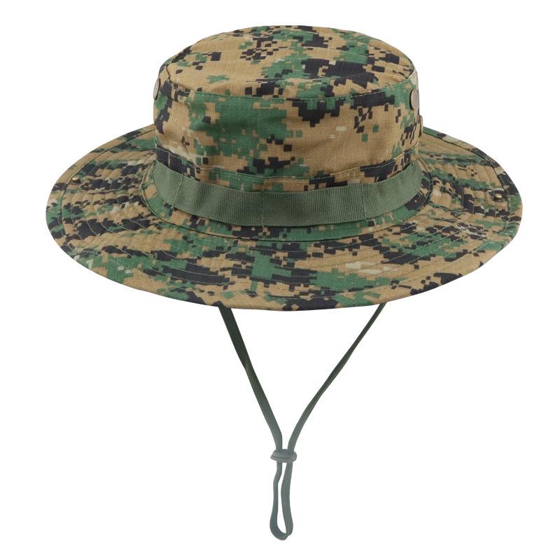 Men's Camouflage Bucket Hat Set: Multifunctional, Breathable, Sun-Protective Fishing Hat with Round Brim.