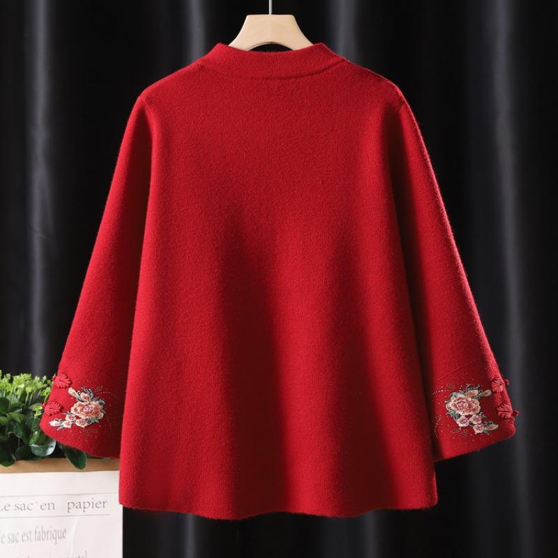 Mom autumn and winter new cashmere coat Tang suit old woman natal year happy mother-in-law wedding banquet top spring