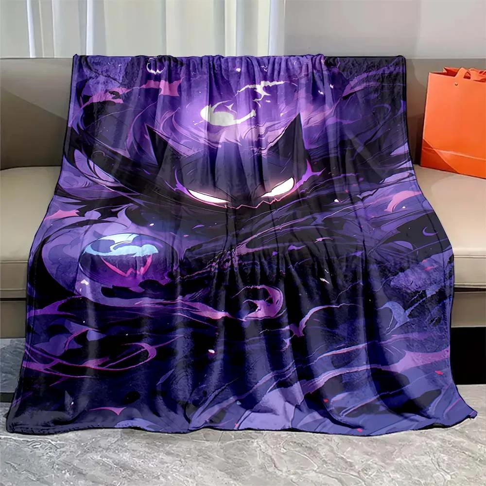 Japanese Games Pokemon Gengar Cartoon Blanket Warm Soft Flannel Material Suitable for Home Sofa Travel Camping RV Luxury Gift