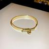 Gold Plated Zircon Titanium Steel Korean Minimalist Bangle | Versatile High-End Bracelet for Women