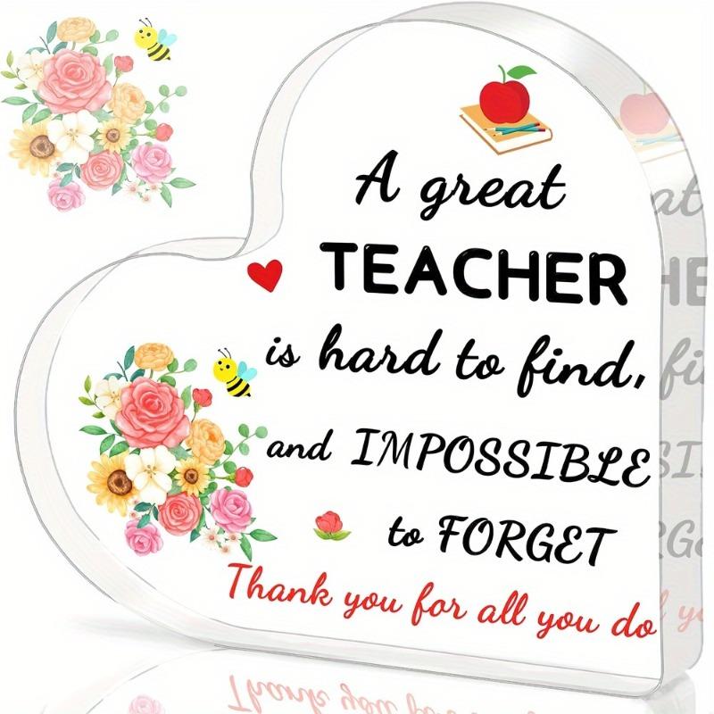 2D Flat Teacher Retirement Gift Heart-Shaped Acrylic Desktop Decoration Plaque, Home Decor Plaque Hanging Wall Art Decorative Garden Decoration for Ro 10*10CM