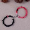 Heart Magnetic Couple Bracelet: Natural Stone, White Pine, and Tiger Eye Beaded Jewelry for Women