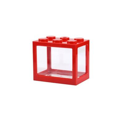 Aquarium en Plastique pour Poisson Betta Lampe LED Multicolore Aquarium Bloc de Construction Tortue Animal de Compagnie Poisson Combattant Cylindre Boîte d'Élevage Maison Bureau