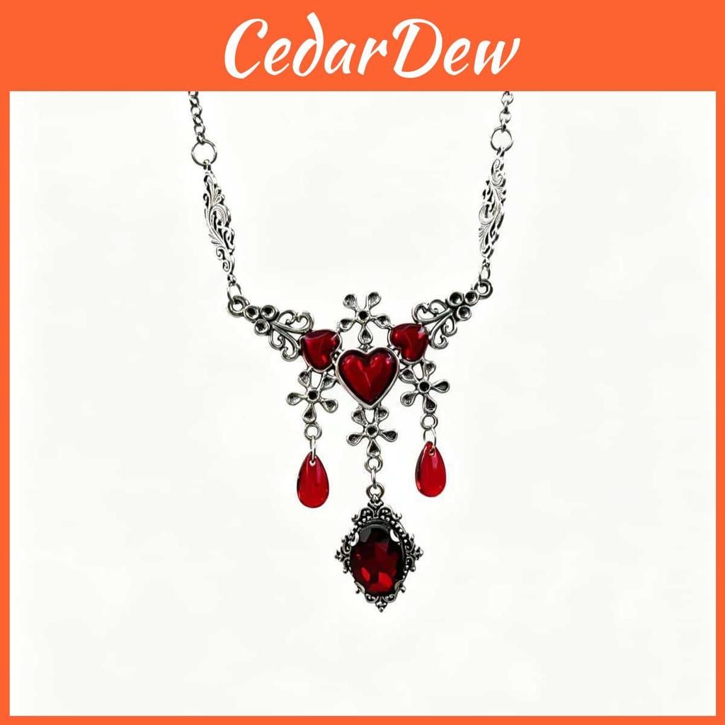 Medieval Fantasy Alloy Necklace With Heart Waterdrop Elements For Women