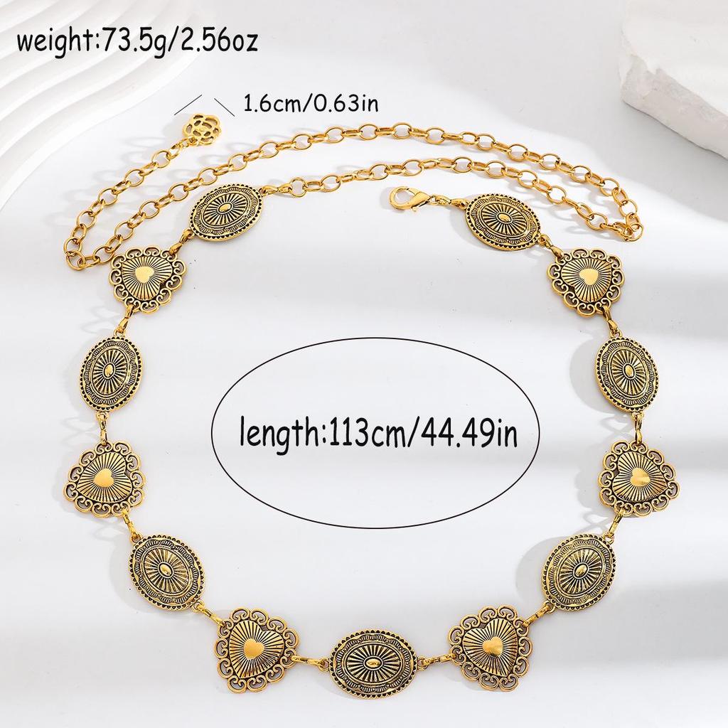 Bohemian Retro Metal Waist Chain for Women - Ethnic Style Body Jewelry