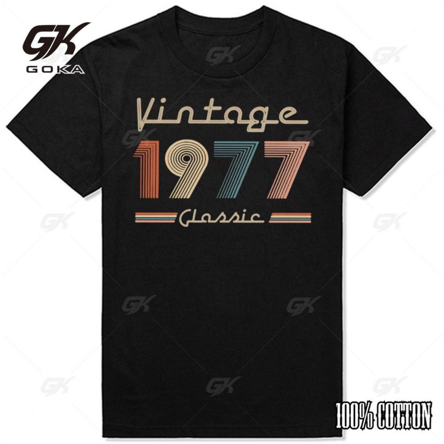 

Vintage 1977 T Shirts for Men Cotton Classic Retro 47th Birthday Gifts Graphic T-Shirts Men Clothing Streetwear XXXXXL