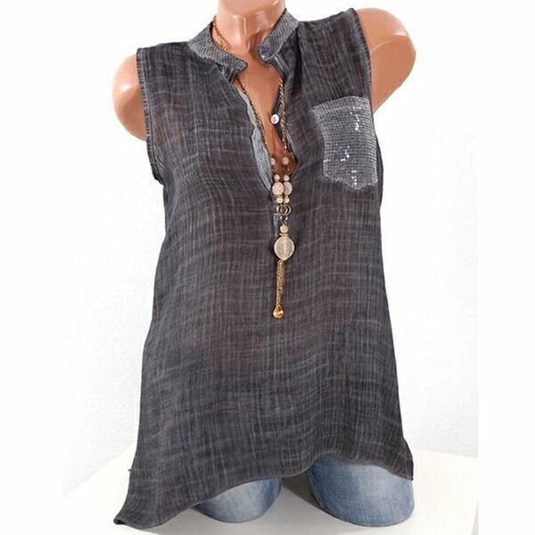 Elegant Ladies Fashion V-neck Sleeveless Perspective T-shirt For Stylish Looks