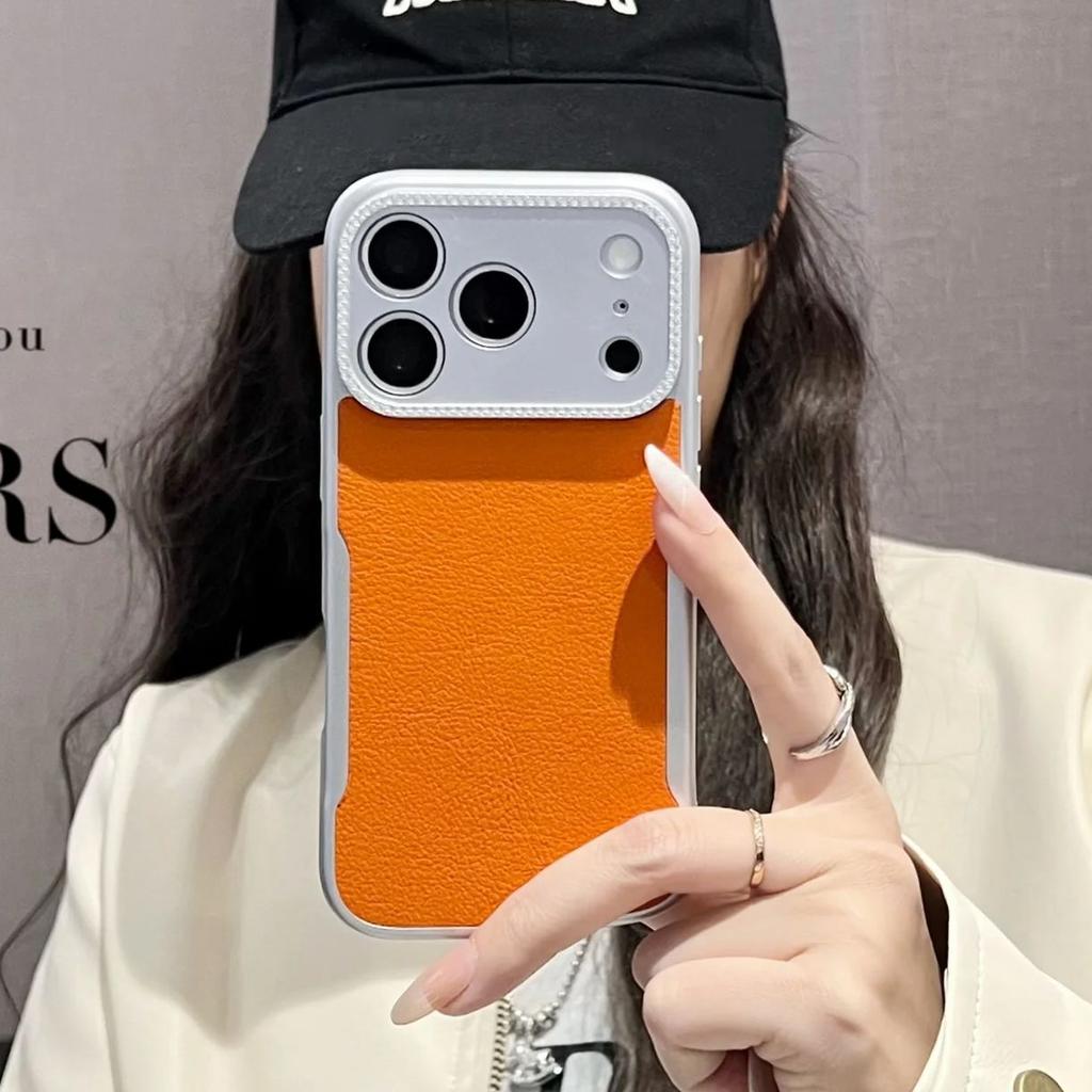 Plating Matte Leather Texture Phone Case For iPhone 17 Air 16 15 14 Plus 13 12 Pro Max Camera Protection Shockproof Hard Cover