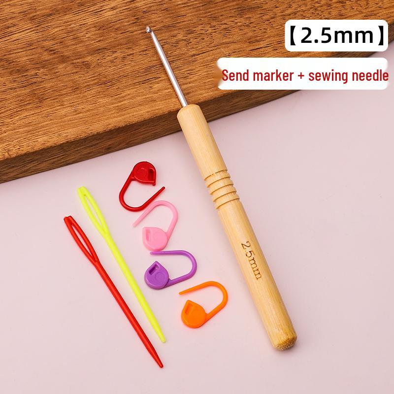 Set croșete din lemn rotunde pentru proiecte cu fir: Pulover, Păpușă, Papuci de casă și Pachet Material Tricotat