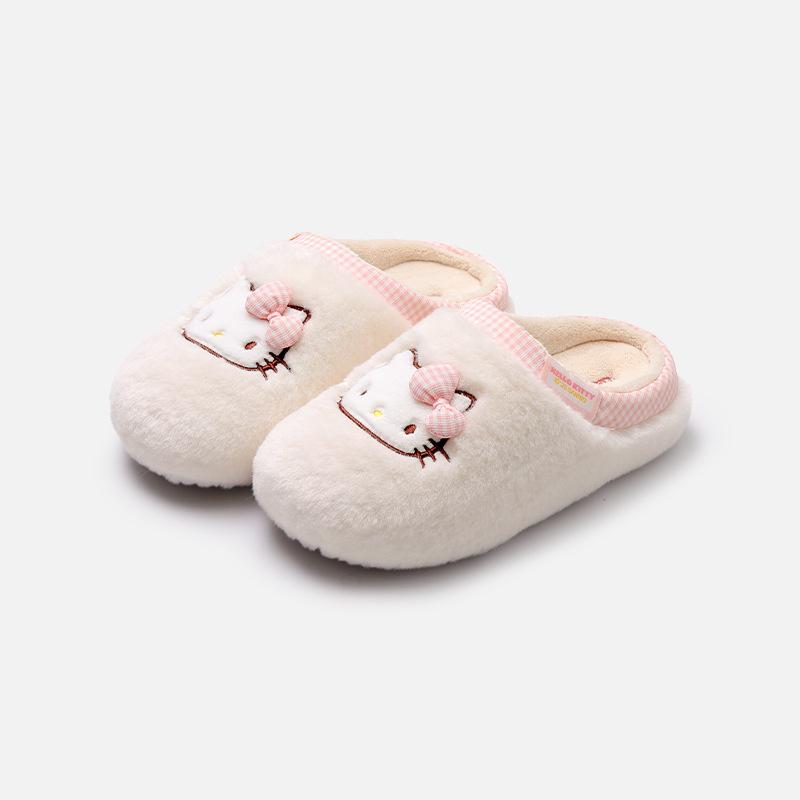 Genuine Sanrio Cartoon Furry Slippers - Women's Non-Slip Warm Winter Indoor Slippers with Plush Cotton and Velvet