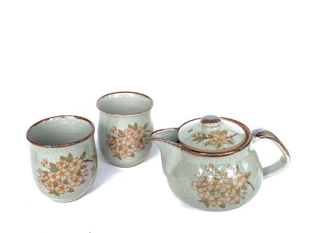 

Чайный сервиз Hyakukaen Kutani Большой дизайн с плакучей вишней 350 мл Керамический чайник (Набор из 3 предметов) - (Фотография сзади) -