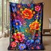 Vibrant Floral and Butterfly Design Theme blanket Lightweight Warm Flannel Blanket Decorative Throw Blanket for Home Decoration