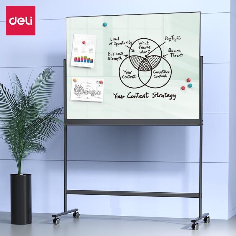 Deli Tempered Glass Mobile Magnetic Whiteboard