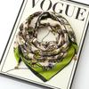 Women's 65" Silk Square Scarf with Magnetic Buckle – Autumn/Winter Print, Fashionable & Versatile Triangle Snood