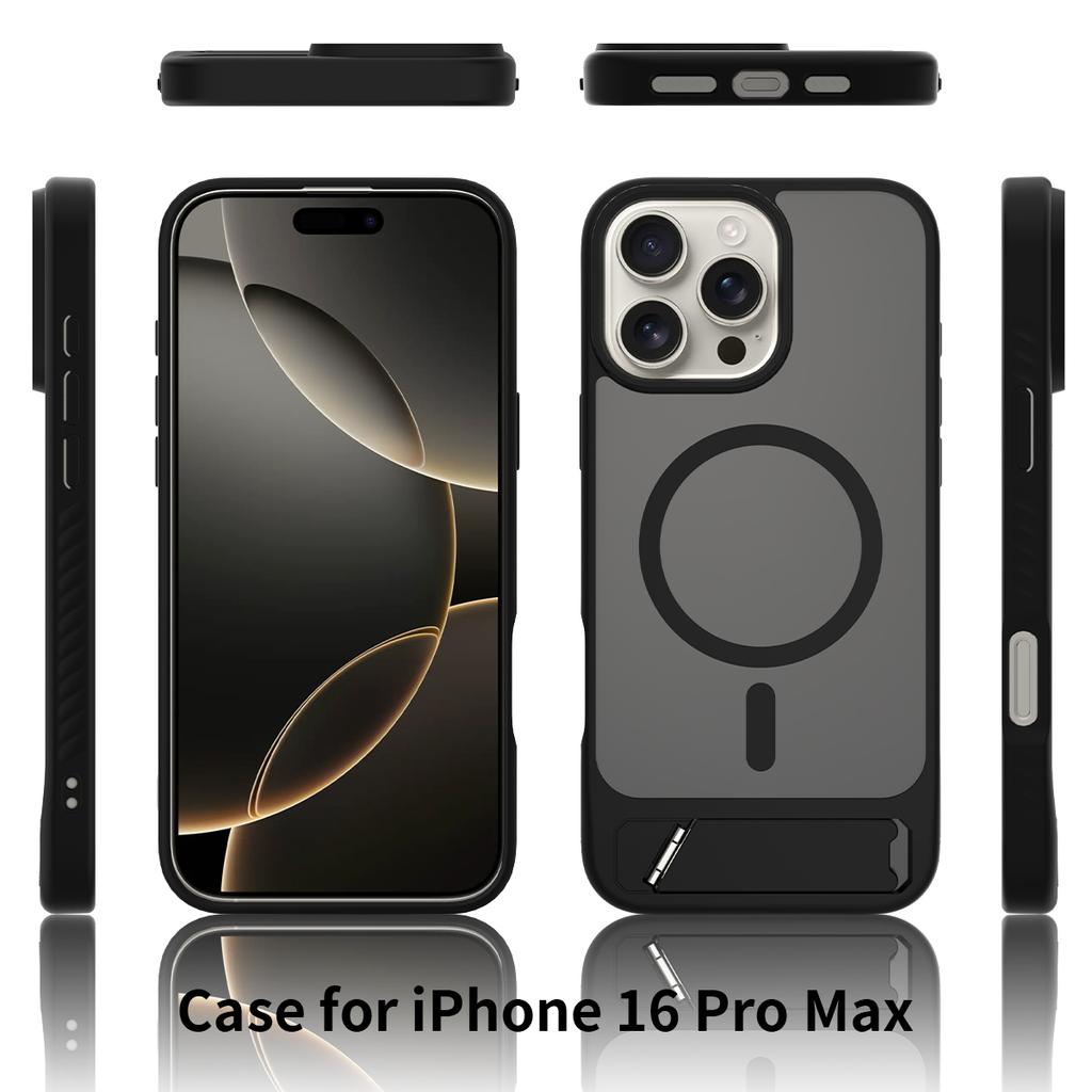 Matte Translucent Stand Phone Case for Magsafe Mag Safe Iphone 16E 16 E 15 Pro Max 14 Plus 13 12 14Pro 16Pro 15Pro Shockproof Phone Cover with Stand