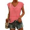 Damen Mode V-Ausschnitt Gestreifter Print Kurzarm Top