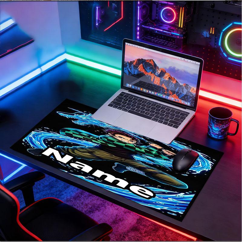 Custom Name Personalized Demon Slayer Pattern Mousepad, Laptop PC Desk Mat, Decorative Desk Mat for Home Keyboard Pad Gift