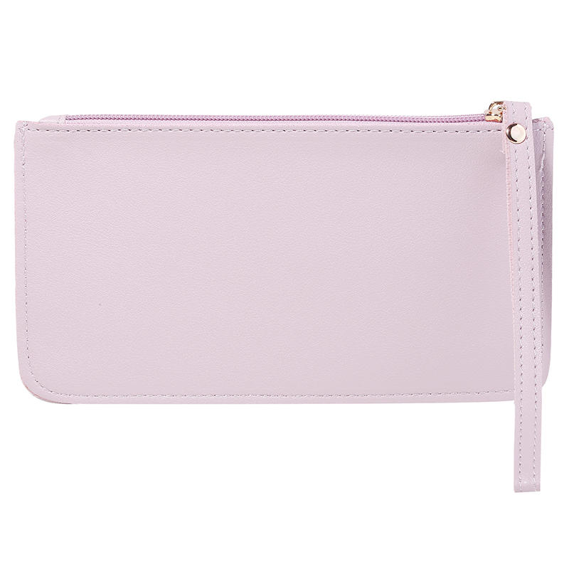 Women's Vintage Long Wallet PU Leather Zipper Soild Color Large Capacity Card Holder Clutch Purse Bag