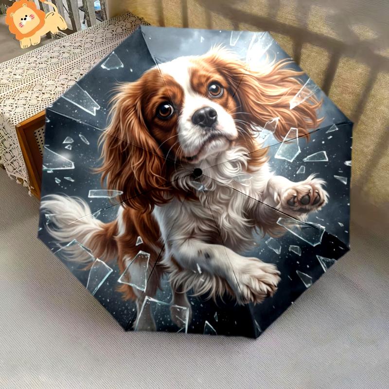 1 PC Automatic Folding Umbrella - Cute Pet Puppy Pattern, Portable & Foldable Design with 8 Ribs, Christmas Birthday Gifts