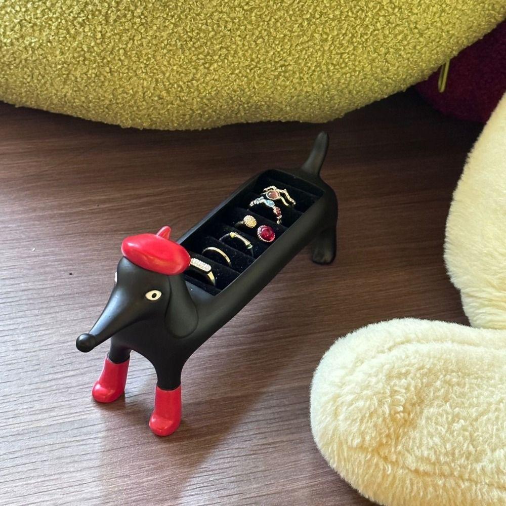 Ring Holder Dachshund Ring Organizer Resin Ring Trinket Storage Box Jewelry Display Box  For Lover