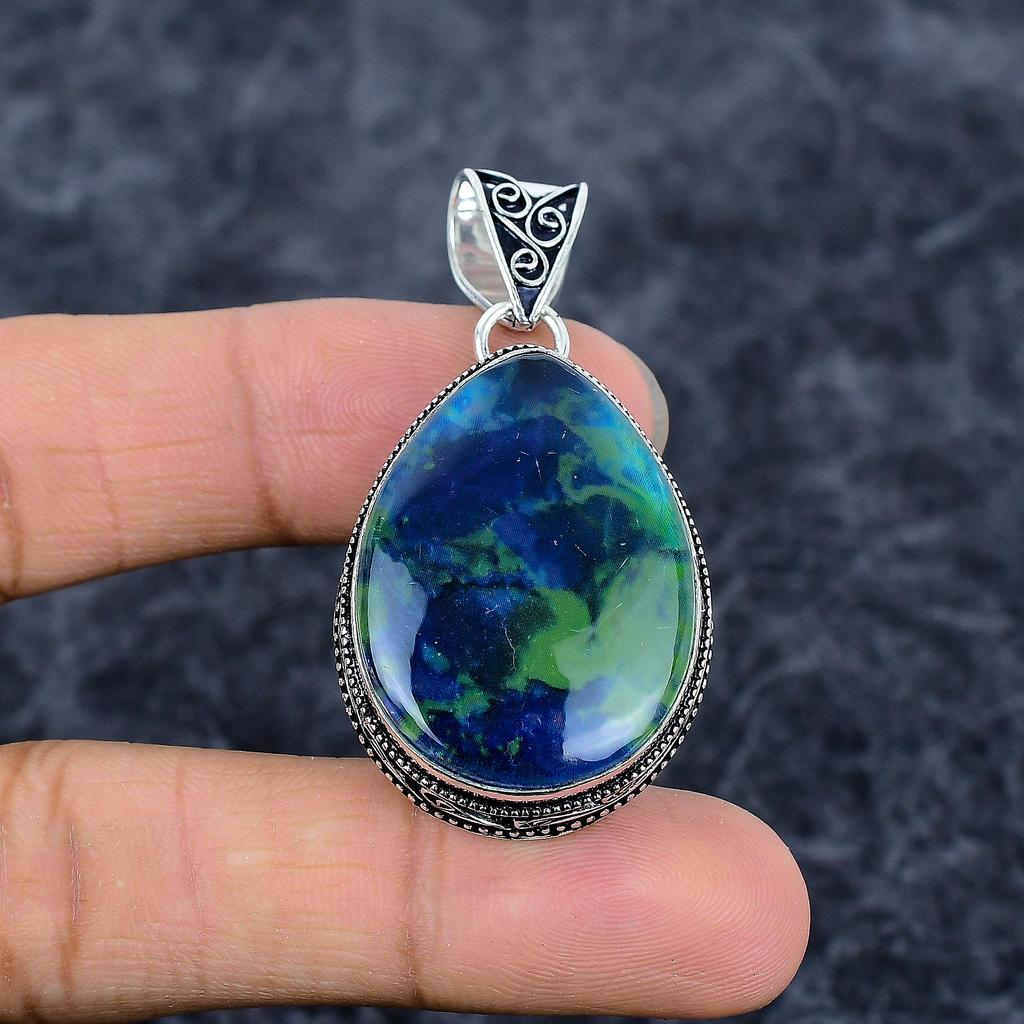 Ammolite Gemstone Handmade 925 Sterling Silver Jewelry Pendant 2.05" M-3285