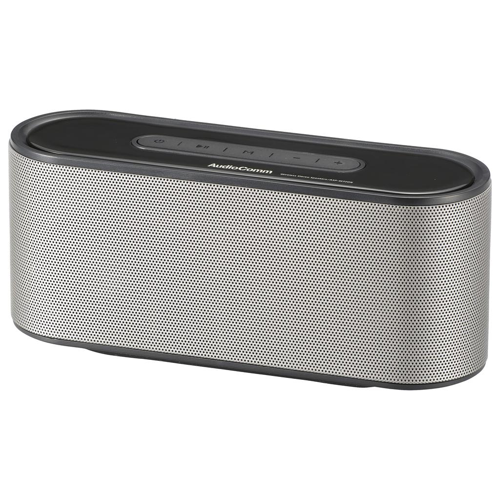 Ohm Electric AudioComm Bluetooth Wireless Speaker Stereo Silver OHM ASP-W720N 03-2194