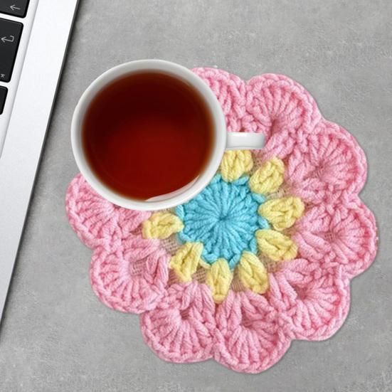 Flower Knitted Coasters Heat Insulation Placemat Non-slip Coaster Anti-scald Table Mats Kitchen Accessory