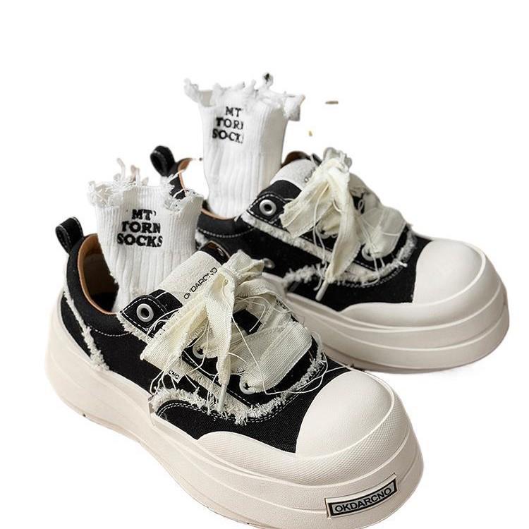 Mickey Men's Height-Boost Thick Sole Casual Canvas Skate Shoes 2025 - Trendy, Versatile High Street Sneakers for Couples.