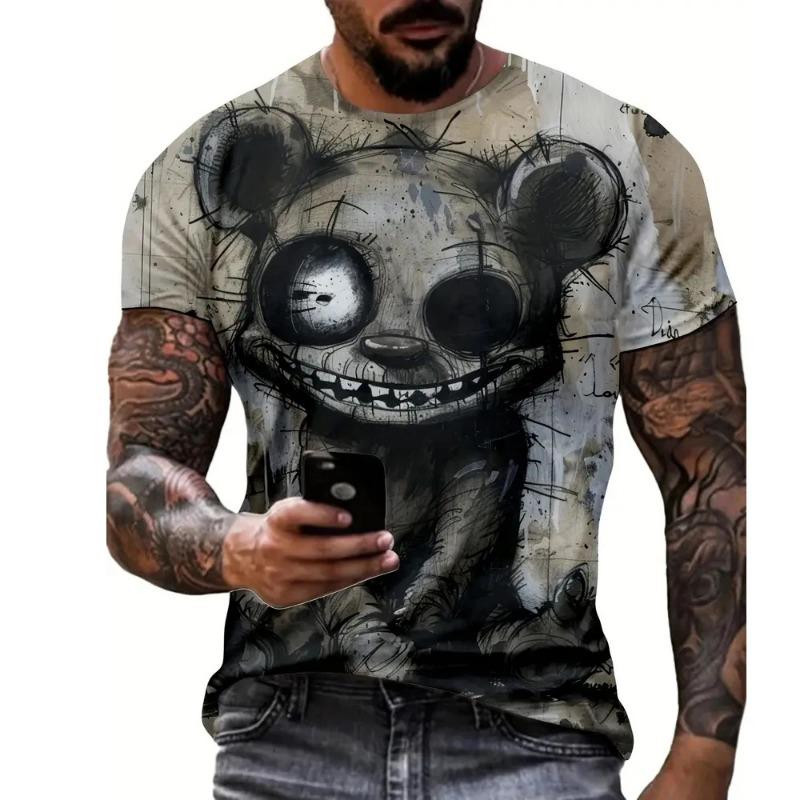 

Чоловіча смішна футболка з принтом тварин з коротким рукавом, чоловіча хіп-хоп футболка, літній повсякденний одяг, чоловічий трендовий вуличний одяг, хараджуку, топ з круглим вирізом 4XL