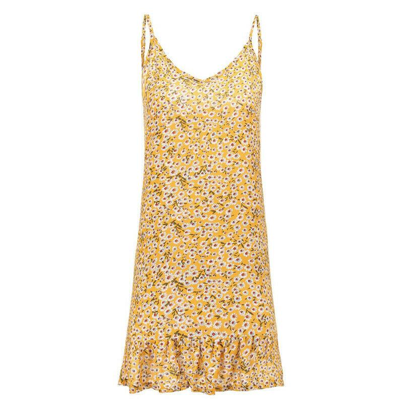 

Бохо Женский Летний Сарафан без рукавов с V-образным вырезом и цветочным принтом 4XL жёлтый