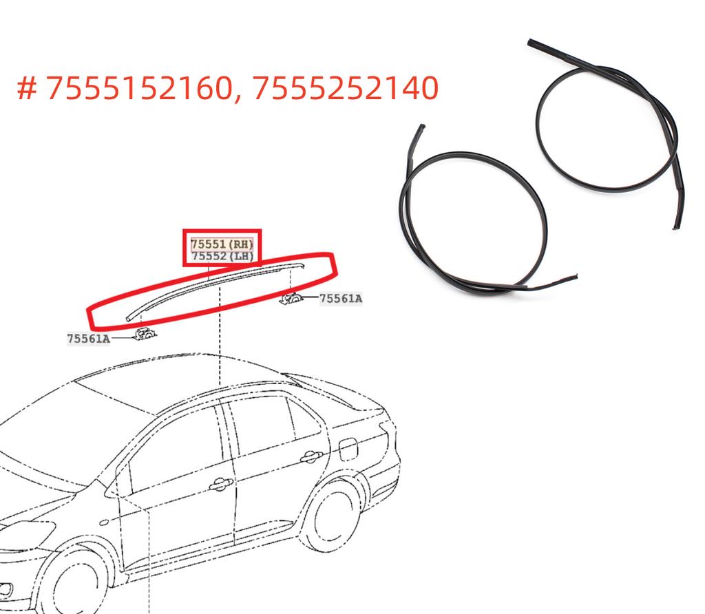 Sada lišt pro levou a pravou střechu pro Toyota Yaris Sedan 2007-2011