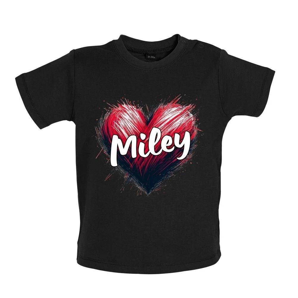 Love Heart Miley - Baby Kids Boys Girls Unisex T-Shirt / Babygrow - Singer Lyrics Fan Tour love Concert 150