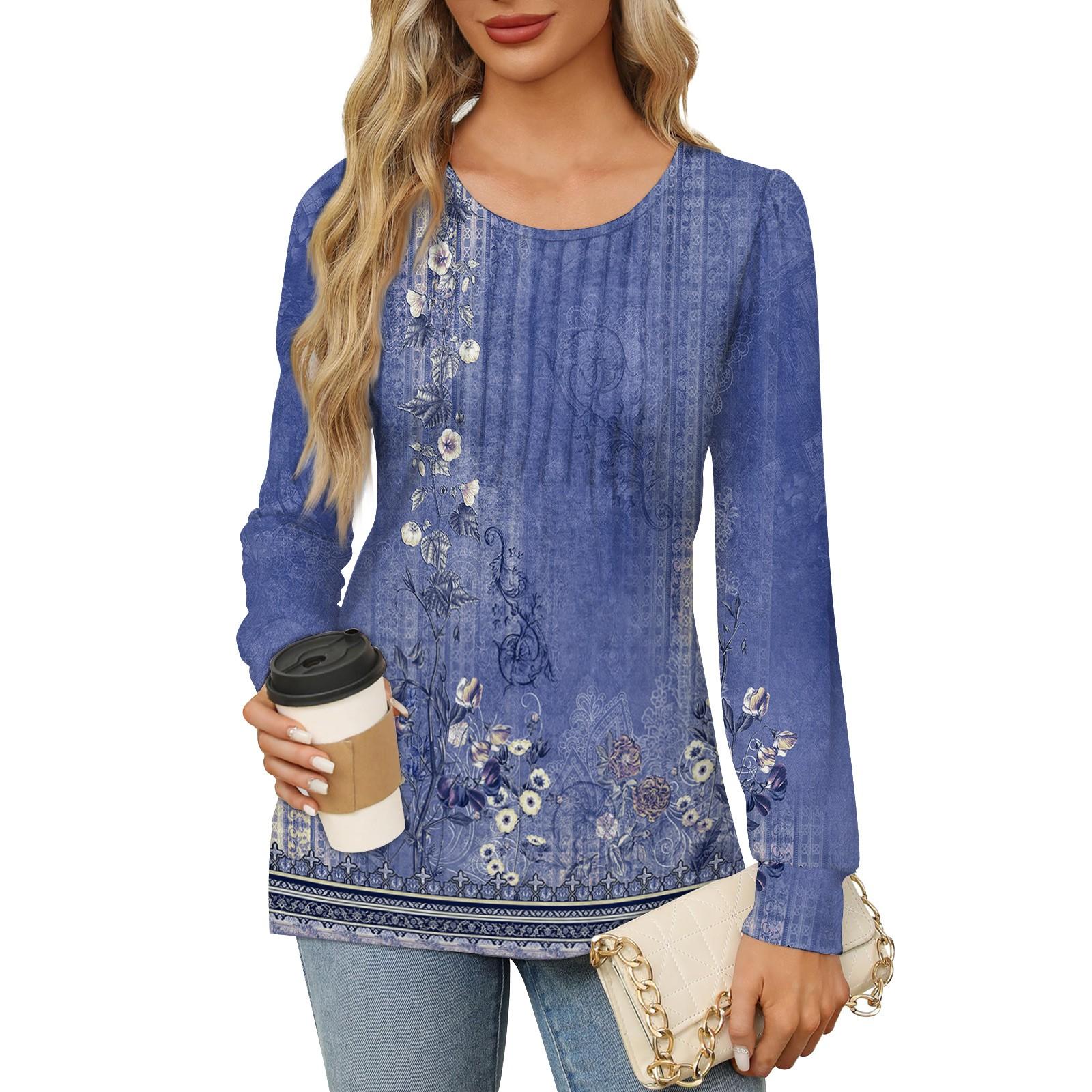 

Жіноча повсякденна плісирована футболка з круглим вирізом і довгими рукавами M