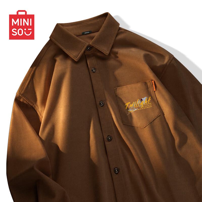 MINISO Men s Corduroy Casual Long-Sleeve Shirt XL