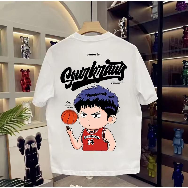 2025 Hot New Anime Print Anime Slam Dunk Master Men's T-shirt Summer Fashion Breathable  Suitable for Both Men Women's Top