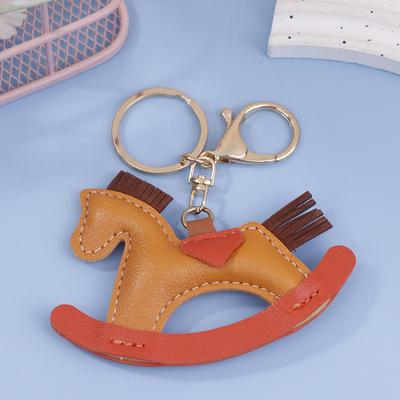 1 pendentif cheval à bascule en cuir fait main, porte-clés de sac cheval vert, décoration de poney, accessoires de sac à faire soi-même