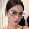 Frameless Punk Goggle Women Sunglasses Elliptical Premium Rimless Sunglasses Y2K Spicy  Girl Ins Same Style Sun Glasses