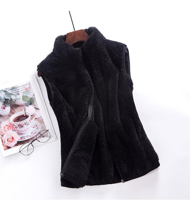 Autumn Winter Polar Fleece Vest Women Coat High Collar Zipper Sleeveless Jacket Warm Coral Velvet Vest Female Waistcoat