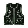 2024 Autumn Velvet Sequin Embroidered Sleeveless Open-front Women's Vest